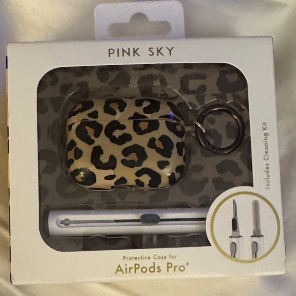 Pink Sky Leopard AirPods Pro Case with Cleaning Kit